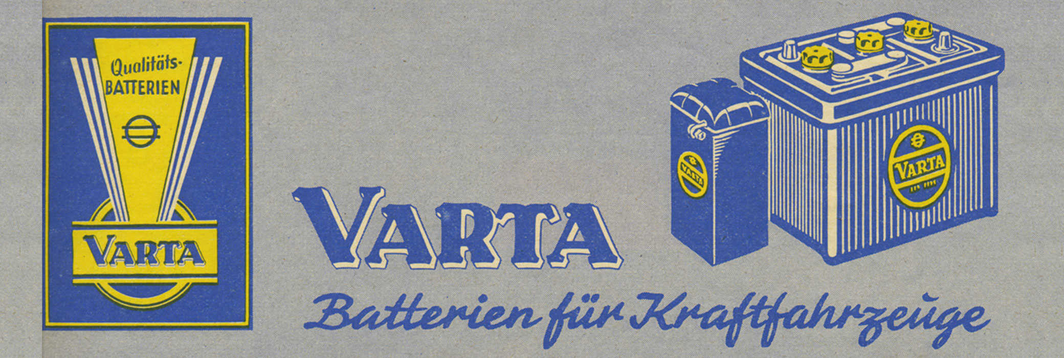 Anuncio antiguo de VARTA® en amarillo y azul